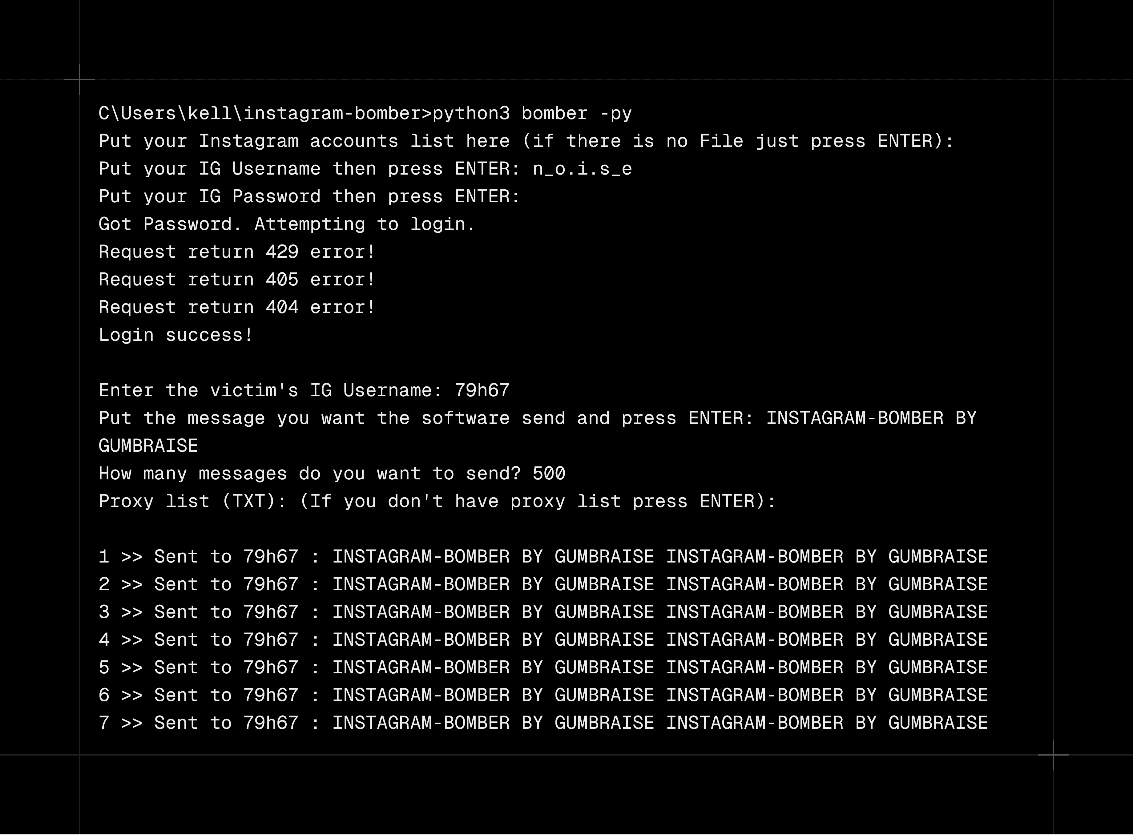 Instagram Bomber CLI